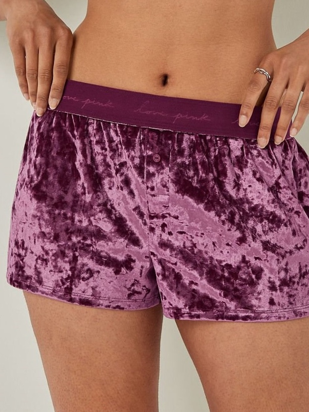 Victoria’s Secret Pink Purple Velour Crushed Velvet Shorts Size L